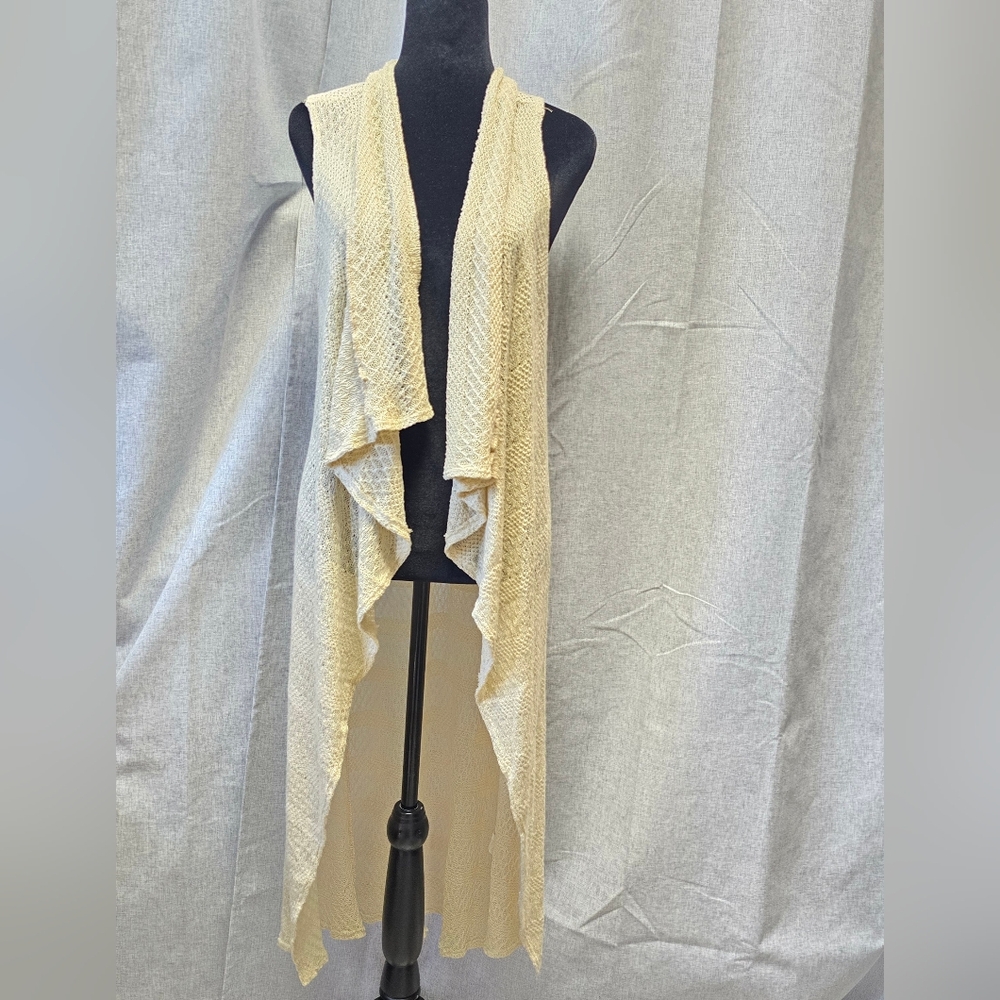 Oboe Crochet Boho Women's High Low Sweater Vest Cardigan Size Small